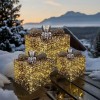 FDL LED Weihnachtsgeschenke 3er-Set, Boxen Acryl 20, 28 und 36 cm, 192  warmweie LED mit Glitzer-Effekt